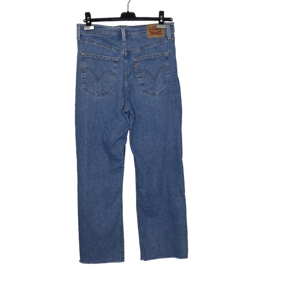 LEVI’S Ribcage Straight Ankle Distressed High Rise Button Fly Jeans Sz 30 EUC - Picture 3 of 16